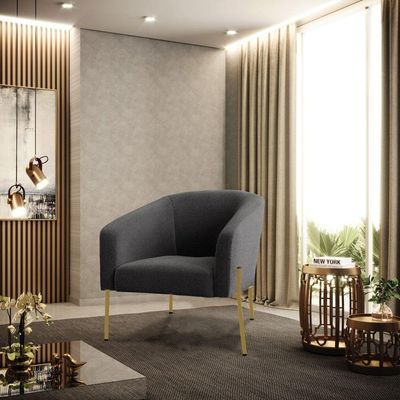 Poltrona Decorativa Pé De Ferro Dourado Stella Bouclê Grafite D03 - D'rossi