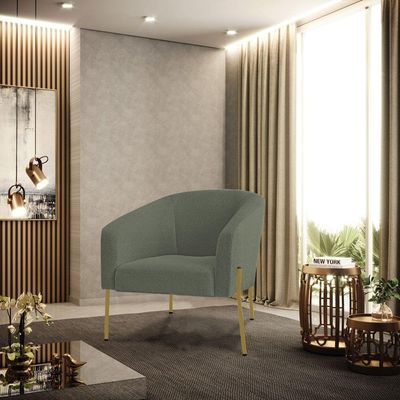 Poltrona Decorativa Pé Ferro Dourado Kit 2 Stella Bouclê D03 - D'rossi Cor Menta