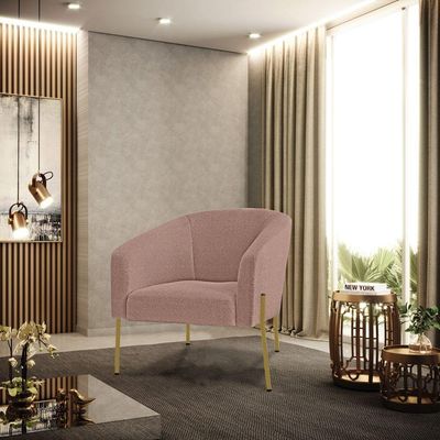 Poltrona Decorativa Pé De Ferro Dourado Stella Bouclê D03 - D'rossi Cor Rose