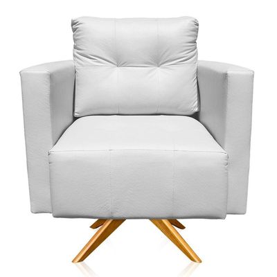 Poltrona Giratória Livia Corino Branco Base De Madeira Ma30 - D'rossi