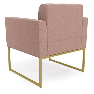 Poltrona Decorativa Industrial Dourado Kit 2 Elisa Bouclê Rosê D03 - D'rossi
