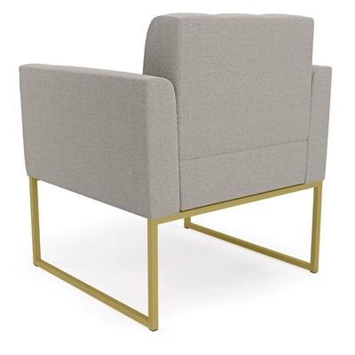 Poltrona Decorativa Industrial Dourado Kit 2 Elisa Bouclê Cinza D03 - D'rossi