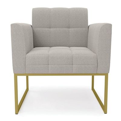 Poltrona Decorativa Industrial Dourado Kit 2 Elisa Bouclê Cinza D03 - D'rossi