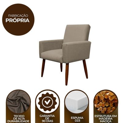 Kit 2 Poltronas E Puff Sala E Quarto Nina Suede Herrero Cor:cappuccino