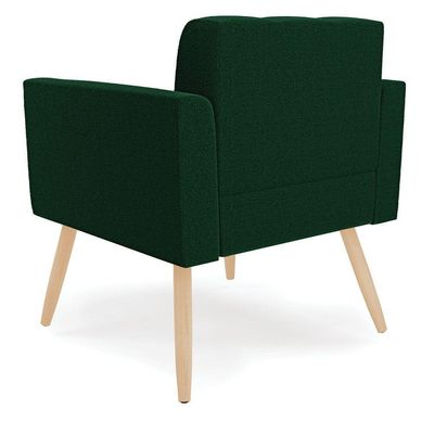 Poltrona Sala Estar Pé Palito Natural Kit 2 Elisa Bouclê Verde D03 - D'rossi