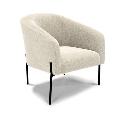 Poltrona Decorativa Pé De Ferro Preto Kit 2 Stella Bouclê D03 - D'rossi Cor Bege