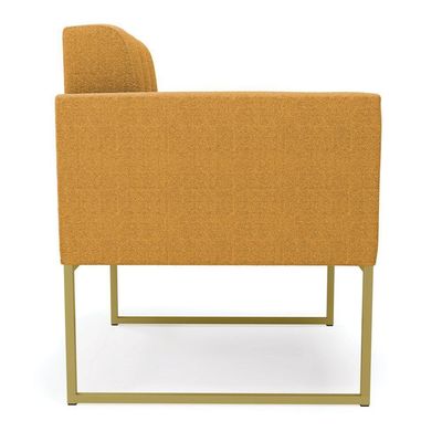Poltrona Decorativa Industrial Dourado Kit 2 Elisa Bouclê Mostarda D03 - D'rossi