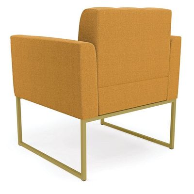 Poltrona Decorativa Industrial Dourado Kit 2 Elisa Bouclê Mostarda D03 - D'rossi