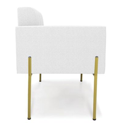 Poltrona Sala De Estar Pé De Ferro Dourado Elisa Bouclê Off White D03 - D'rossi