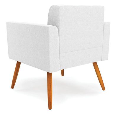 Poltrona Sala De Estar Pé Palito Castanho Elisa Bouclê Off White D03 - D'rossi