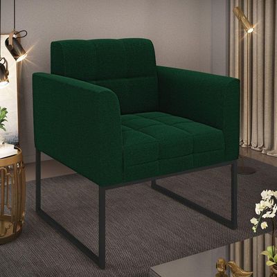 Poltrona Sala De Estar Industrial Preto Elisa Bouclê D03 - D'rossi Cor Verde