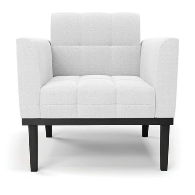Poltrona Para Sala Base Madeira Fixa Preto Elisa Bouclê Off White D03 - D'rossi