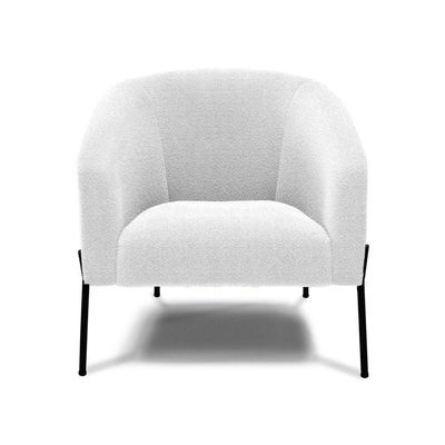 Poltrona Decorativa Pé De Ferro Preto Stella Bouclê D03 - D'rossi Cor Off White