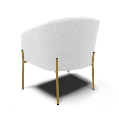 Poltrona Decorativa Pé Ferro Dourado Kit 2 Stella Bouclê D03 - D'rossi Cor Off White