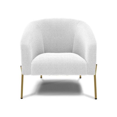 Poltrona Decorativa Pé Ferro Dourado Kit 2 Stella Bouclê D03 - D'rossi Cor Off White