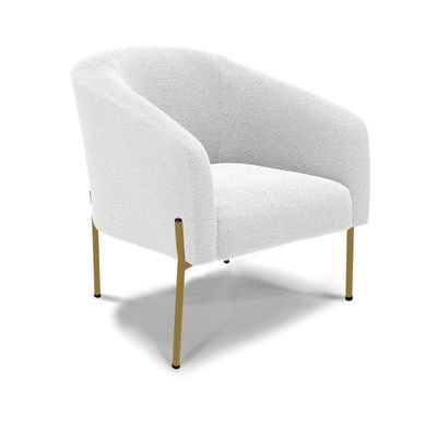 Poltrona Decorativa Pé Ferro Dourado Kit 2 Stella Bouclê D03 - D'rossi Cor Off White