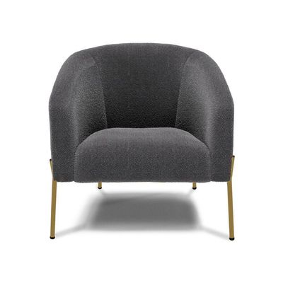 Poltrona Decorativa Pé De Ferro Dourado Stella Bouclê D03 - D'rossi Cor Grafite