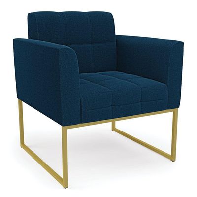 Poltrona Decorativa Industrial Dourado Kit 2 Elisa Bouclê D03 - D'rossi Cor Azul