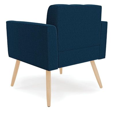 Poltrona Sala Estar Pé Palito Natural Kit 2 Elisa Bouclê D03 - D'rossi Cor Azul