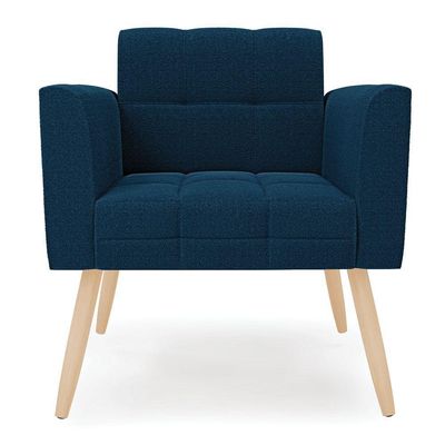 Poltrona Sala Estar Pé Palito Natural Kit 2 Elisa Bouclê D03 - D'rossi Cor Azul