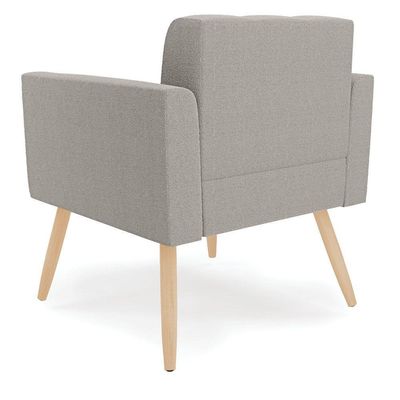 Poltrona Sala De Estar Pé Palito Natural Elisa Bouclê D03 - D'rossi Cor Cinza