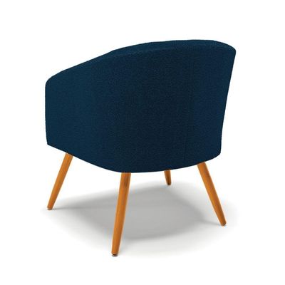 Poltrona Decorativa Pé Palito Castanho Stella Bouclê Azul D03 - D'rossi