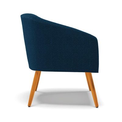Poltrona Decorativa Pé Palito Castanho Stella Bouclê Azul D03 - D'rossi