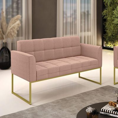 Namoradeira E Poltrona Industrial Dourado Elisa Bouclê Rosê D03 - D'rossi