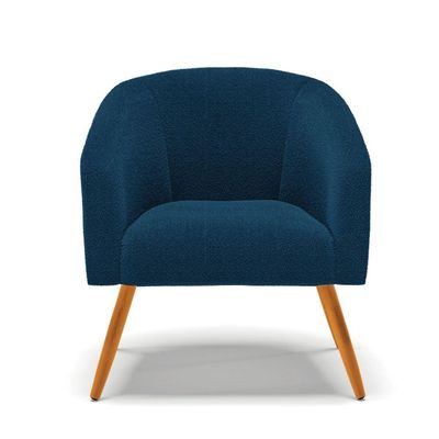 Poltrona Decorativa Pé Palito Castanho Stella Bouclê Azul D03 - D'rossi