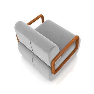 Poltrona Sala De Estar Braço De Madeira Kit 2 Hellen Veludo Cinza K01 - D'rossi