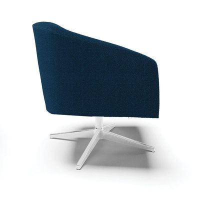Poltrona Decorativa Base Giratória Cromada Stella Bouclê Azul D03 - D'rossi
