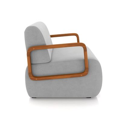 Poltrona Sala De Estar Braço De Madeira Kit 2 Hellen Veludo Cinza K01 - D'rossi