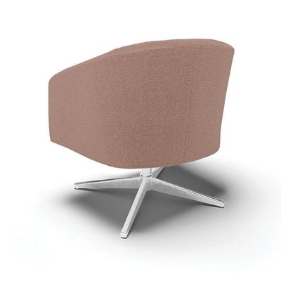 Poltrona Decorativa Giratória Cromada Kit 2 Stella Bouclê Rosê D03 - D'rossi