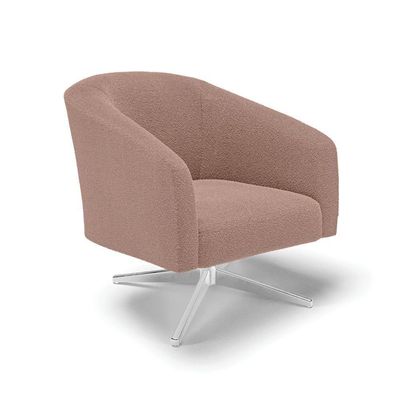 Poltrona Decorativa Giratória Cromada Kit 2 Stella Bouclê Rosê D03 - D'rossi