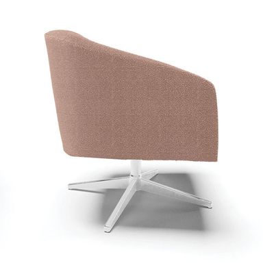 Poltrona Decorativa Giratória Cromada Kit 2 Stella Bouclê Rosê D03 - D'rossi
