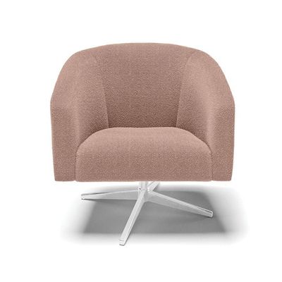 Poltrona Decorativa Giratória Cromada Kit 2 Stella Bouclê Rosê D03 - D'rossi