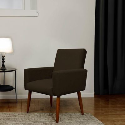 Kit 2 Poltronas Decorativa Sala E Quarto Nina Suede Herrero Cor:marrom Escuro