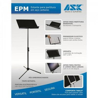 Suporte Para Partitura Maestro Epm Preto Ask