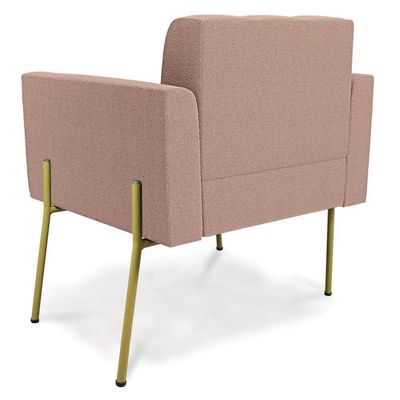 Poltrona Estar Pé Ferro Dourado Kit 2 Elisa Bouclê Rosê D03 - D'rossi