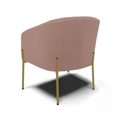 Poltrona Decorativa Pé Ferro Dourado Kit 2 Stella Bouclê Rosê D03 - D'rossi