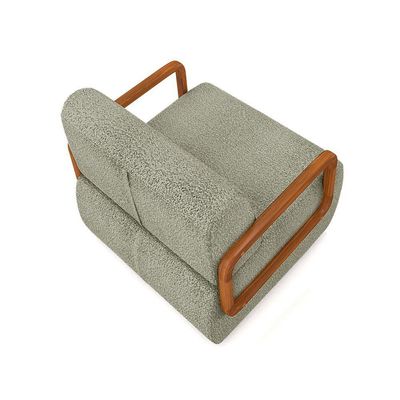 Poltrona Sala De Estar Braço De Madeira Kit 2 Hellen Bouclê K01 - D'rossi Cor Verde