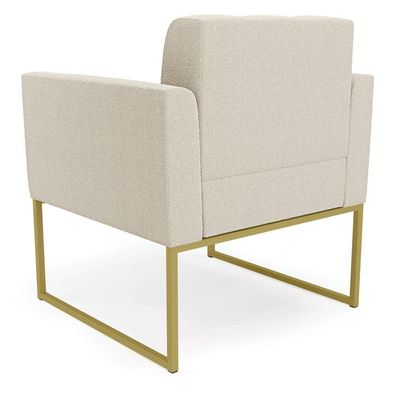 Poltrona Sala De Estar Industrial Dourado Elisa Bouclê D03 - D'rossi Cor Bege