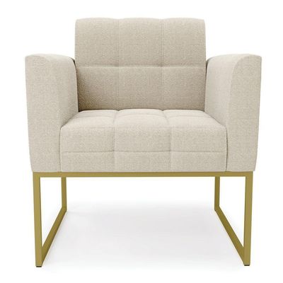 Poltrona Sala De Estar Industrial Dourado Elisa Bouclê D03 - D'rossi Cor Bege