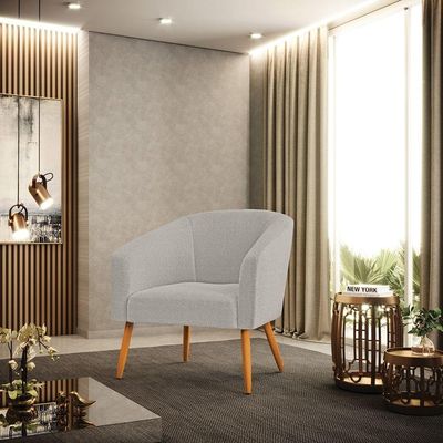 Poltrona Decorativa Pé Palito Castanho Stella Bouclê Cinza D03 - D'rossi