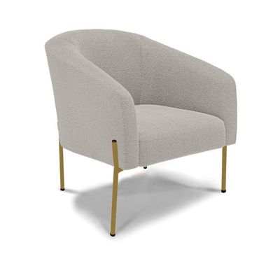 Poltrona Decorativa Pé De Ferro Dourado Stella Bouclê D03 - D'rossi Cor Cinza