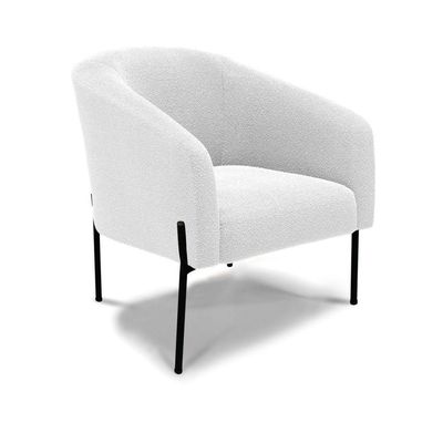 Poltrona Decorativa Pé De Ferro Preto Kit 2 Stella Bouclê Off Wte D03 - D'rossi