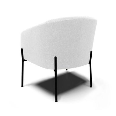Poltrona Decorativa Pé De Ferro Preto Kit 2 Stella Bouclê Off Wte D03 - D'rossi