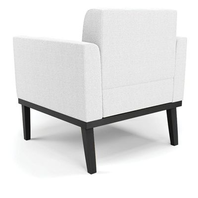 Poltrona Para Sala Base Madeira Fixa Preto Elisa Bouclê D03 - D'rossi Cor Off White