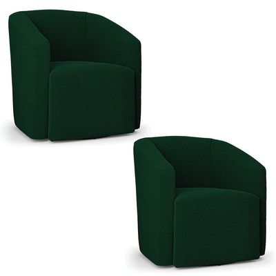 Poltrona Sala De Estar Base Giratória Kit 2 Stella Max Bouclê D03 - D'rossi Verde