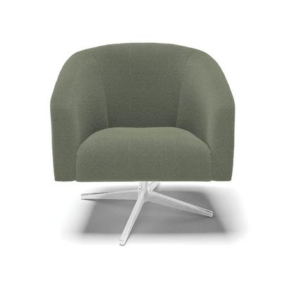 Poltrona Decorativa Base Giratória Cromada Stella Bouclê Menta D03 - D'rossi
